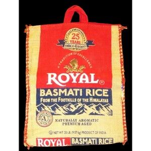 Royal Basmati Rice Burlap Tote Bag Beach Shopping Farmhouse Kitchen Decor